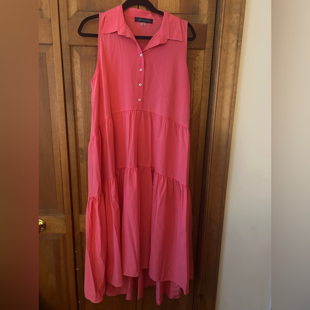 Tommy Hilfiger Women's Sz 12 Point Collared Sleeveless Tiered Swing Dress NWOT